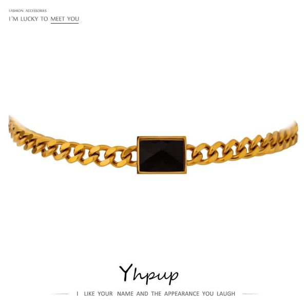

yhpup 2021 18 k stainless steel heavy metal necklace jewelry stylish crystal chain choker texture necklace for women gala gift, Silver