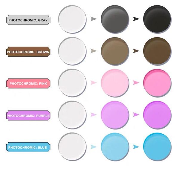 

pchromic gray green brown pink purple blue series 1.56 1.61 1.67 prescription glasses lenses for myopia hyperopia, Silver