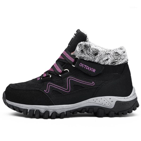 

winter women's ankle boots snow women warm thick plush snow boots waterproof female wedge suede non-slip lady casual shoes1, Black