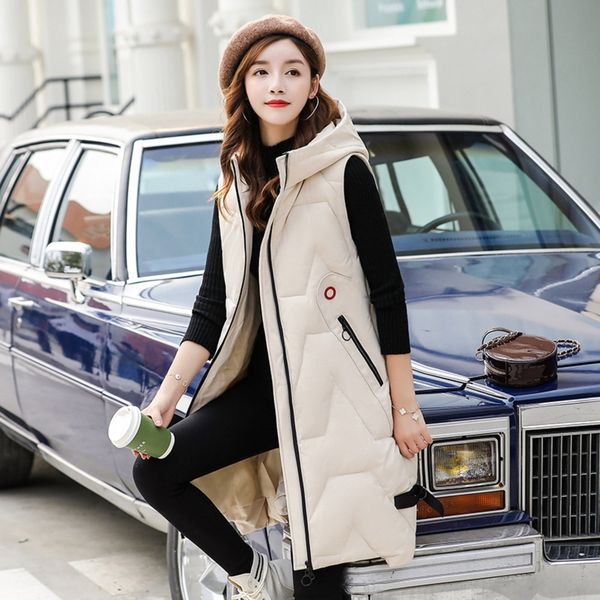 

2020 new fashion coat coatthin medium length thickened hooded down cotton vest korean loose thickened shoulder fashion coat eaufc, White;black
