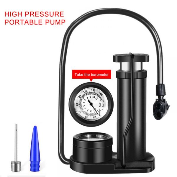 

automobile air pump tire inflator pump for car motorcycle bicycle tyre mini pedal foot with barometer