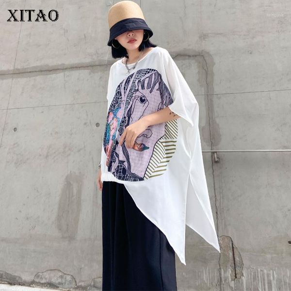 

xitao print pattern plus size split 2 pieces set women clothes 2020 summer new fashion pleated elastic waist pants gcc37831, Gray