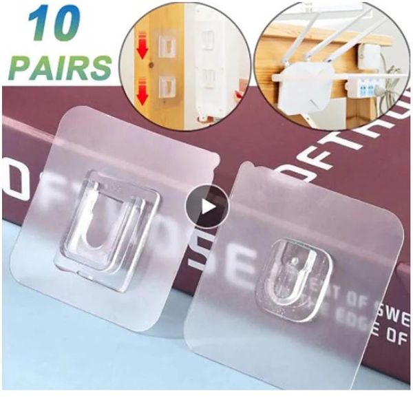 

10/5/1pair double-sided self adhesive wall hooks household 6*6cm seamless hooks reusable anti-slip wall mounted hook o jllioj