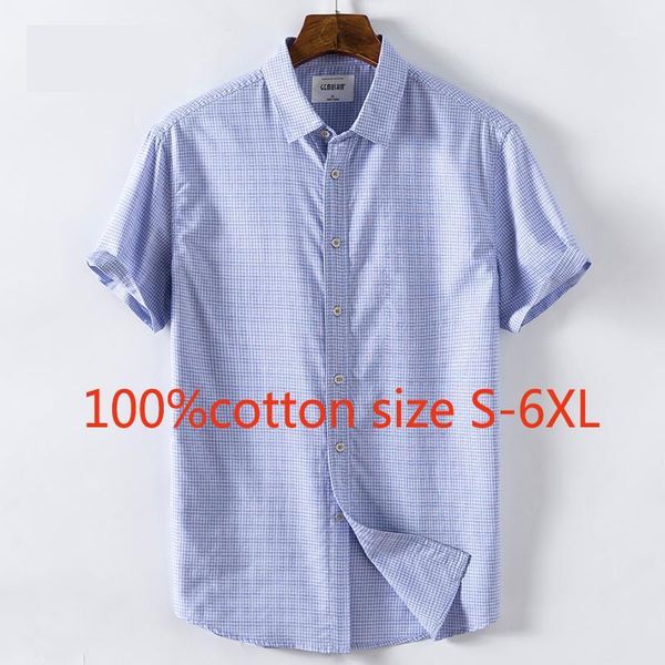 

new mens spring summer plaid short sleeve fashioon 100% pure cotton handsome thin casual shirts plsu size s -6xl1, White;black
