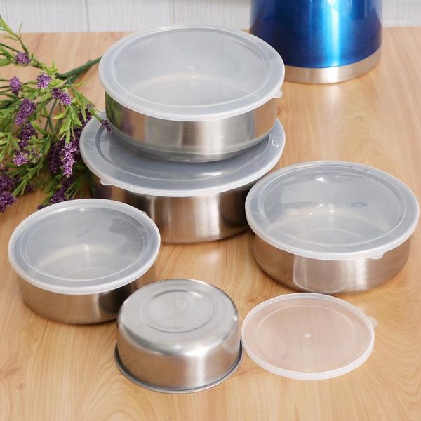 

5pcs stainless steel mixing bowls set with lids non-skid silicone1