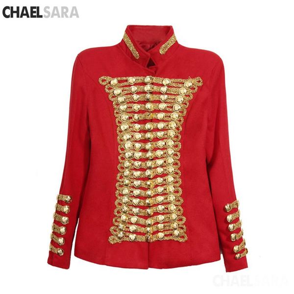 

runway fashion rock punk jacket female gold buttons army jacket vintage long sleeve slim wool, Black;brown