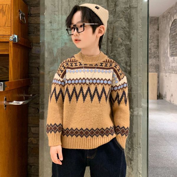 

boys' sweater and new winter autumn round neck for big kids, Blue