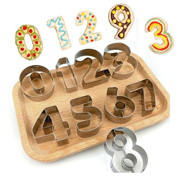 

9 pcs 0-8 number shape cookie biscuit cutter mould stainless steel baking mold j qyldbh