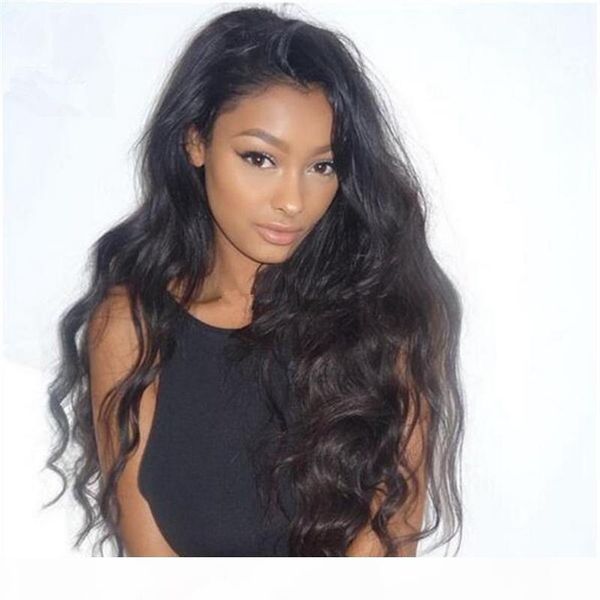 

необработанные бразильский glueless полный парики шнурка естественная волна полный шнурка человеческих волос парики 150% плотность свободная, Black;brown