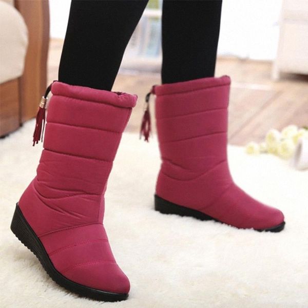 

women boots wedge heels snow boots female waterproof winter shoes women casual plush winter mid-calf botas mujer booties #nq1w, Black