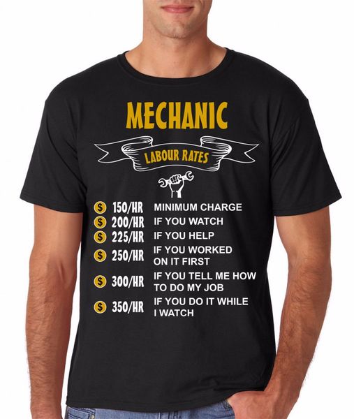 

2019 new brand mens summer cotton mechanic labour rates funny gift for him or dad printed hoodie designers t shirts sweatshirt