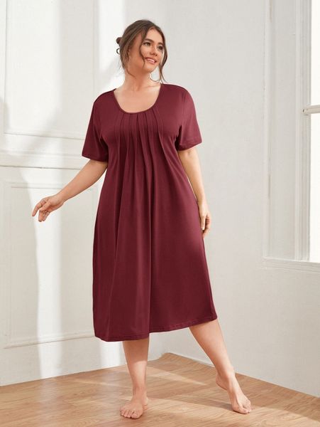 

plus pleated detail sleep dress c5eb#, Black;white