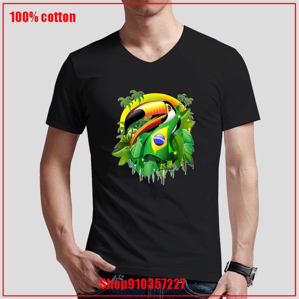 

toco toucan with brazil flag brazilian on green brtight tropical jungle v graphic short sleeve sport hooded sweatshirt hoodie t shirt