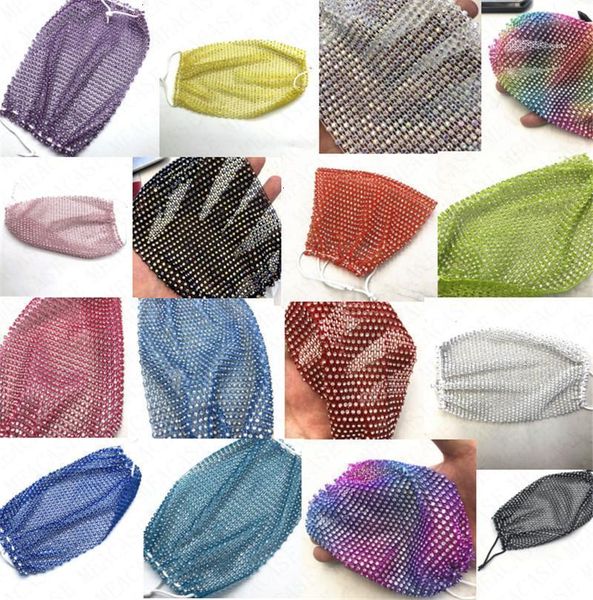 

diamond fishing masks net mesh bling shinny glitter washable reuse mask stars crystal protecti