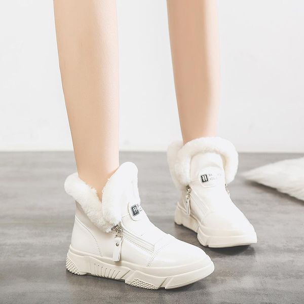 

2019 winter new women sneakers platform warm shoes womens snow boots high female causal shoes velvet fur ankle boots1, Black