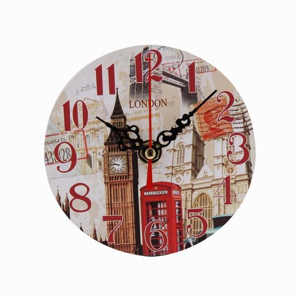 Orologi da parete Orologio in legno antico stile vintage per decorazioni per la casa 1PC Cucina Ufficio M20#351