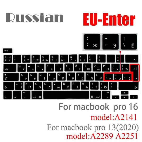 

russian eu us enter keyboard cover protector for macbook pro 13air 11 12 15 touch bar model a1706 a1466 a1707 a1990 a2289 a1534 h wmtood