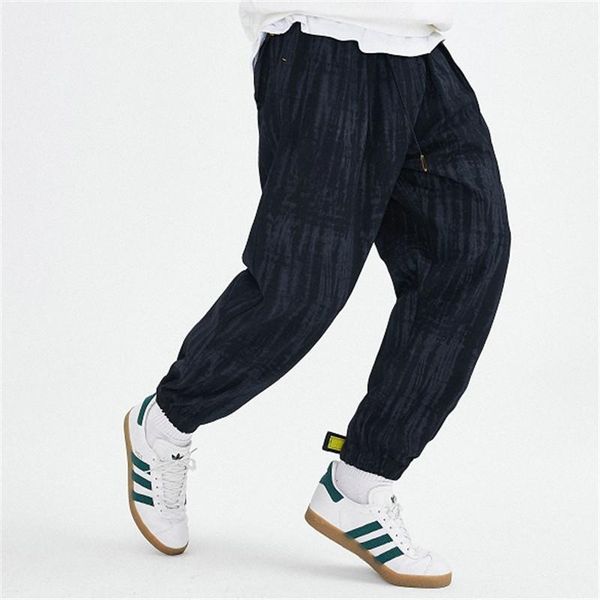 

men's pants men printed ribbon drawstring casual male streetwear hip hop loose harem trousers1, Black