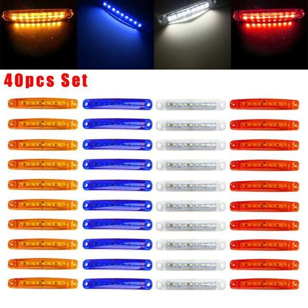 

40pc/set super bright sealed 9led side marker light truck trailer lorry red/amber/white/blue waterproof forute atv suv tractors1
