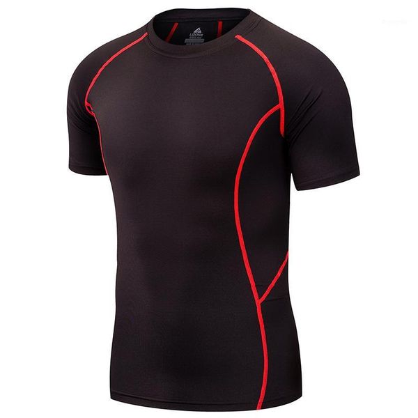 

men's workout running t-shirts soccer jerseys training compression breathable sports gym fitness tights men's sportswear1, Black;blue