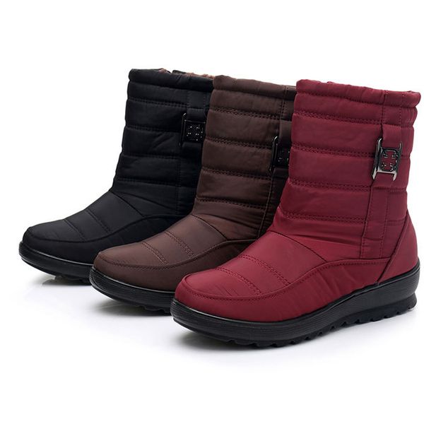 

beyarne plus size waterproof flexible woman boots warm fur inside snow boots winter shoes woman calzado mujer 201021, Black