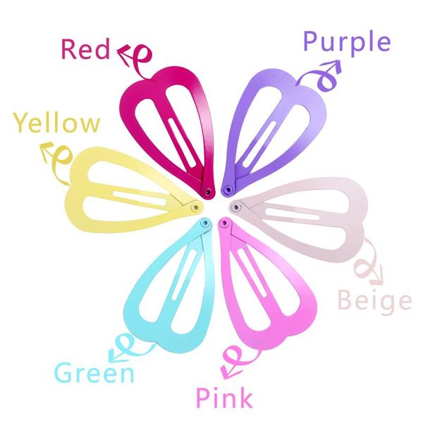 

12pcs big heart-shaped hairpin 4.8cm 6 color hair accessories hair clip for ladies girls snap clip metal paint barrette children wmtugw, Slivery;white