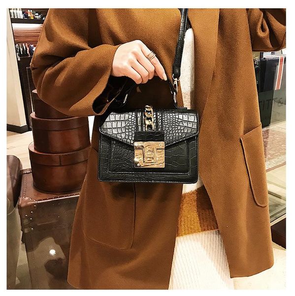 

crocodile pattern messenger bags for women chain decoration ladies party handbags purses luxury leather small shoulder hand bag