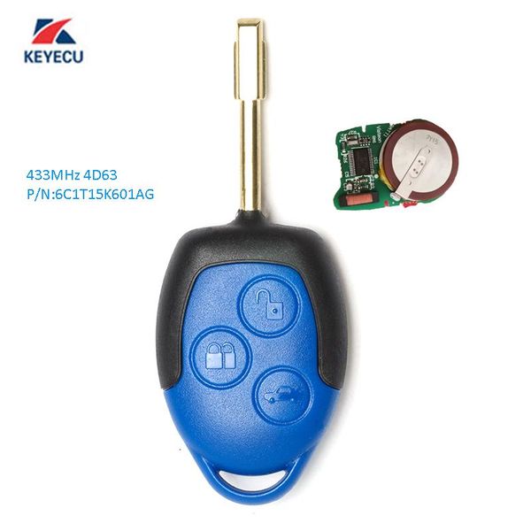 

keyecu replacement remote key 3 button 433mhz 4d63 for transit wm vm 2006-2014 6c1t15k601ag uncut fo21 blade