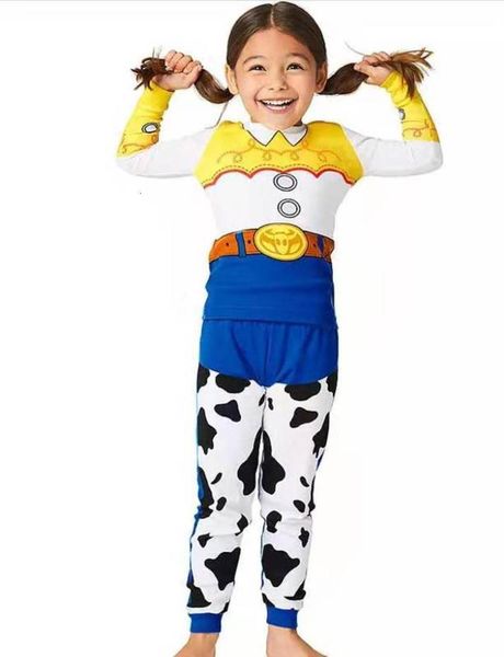 

suit bath new lighear girls' pajamas long sve children's home cotton spring autumn cloth 2-7 years old, Blue;red