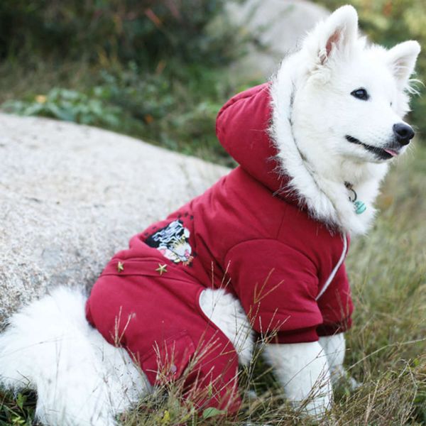 

big autumn winter clothing golden labrador samoye medium and large dog four legged pet cotton padded cloth thickening