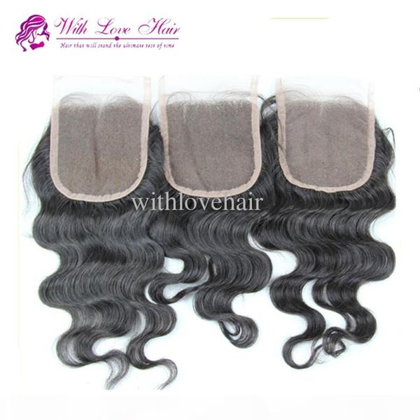 

indian virgin hair body wave lace closure 10"-20" slightly bleached knots no tangle no shedding closure in stock, Black;brown