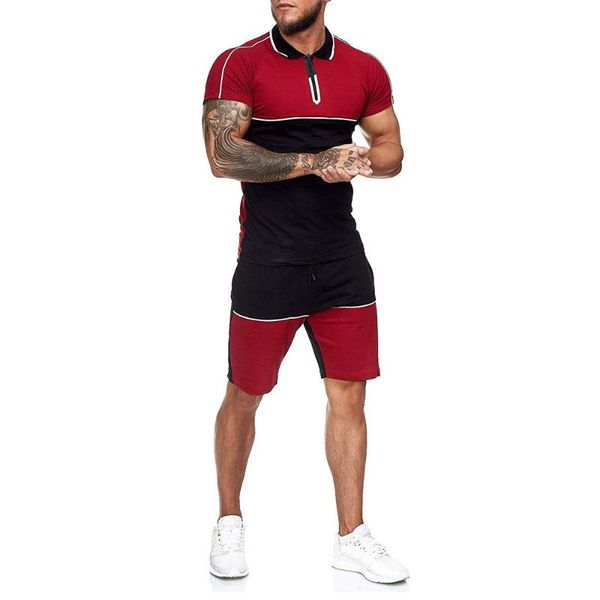 

2021 men's summer men's suit sportswear fashion clothing patchwork t-shirt shorts shorts casual sportswear track suit, Gray