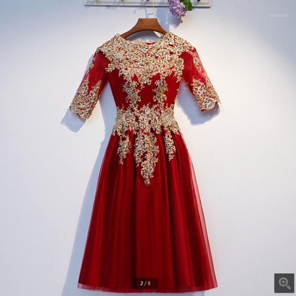 

real p 2020 wine tulle short vintage a line cocktail dress lace appliques beaded half sleeve modest petite prom party dress1, White;black