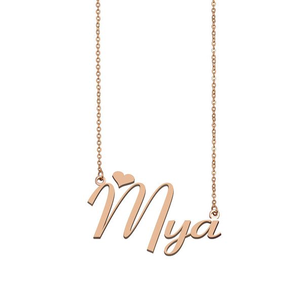 

mya name necklace custom nameplate pendant for women girls birthday gift kids friends jewelry 18k gold plated stainless steel, Silver