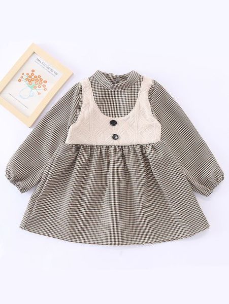 

toddler girls houndstooth bishop sleeve 2 in 1 dress she, Red;yellow