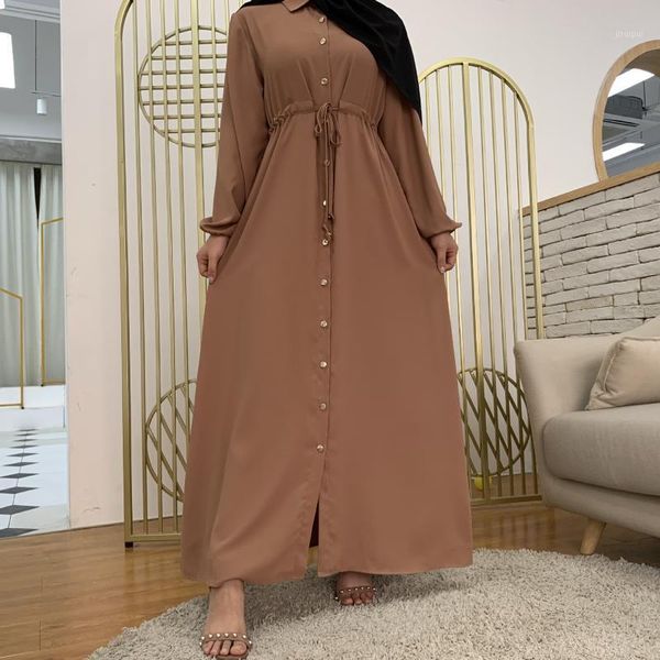 

wepbel women long maxi dress fashion muslim abaya solid color full sleeve button slim dress long high waist islamic1, Black;gray