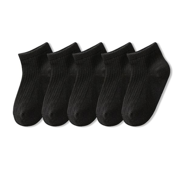 

baby lotus 5 pairs/ lot pure colour soft breathable cotton kids school socks girls boys casual black white sports socks y201009, Pink;yellow