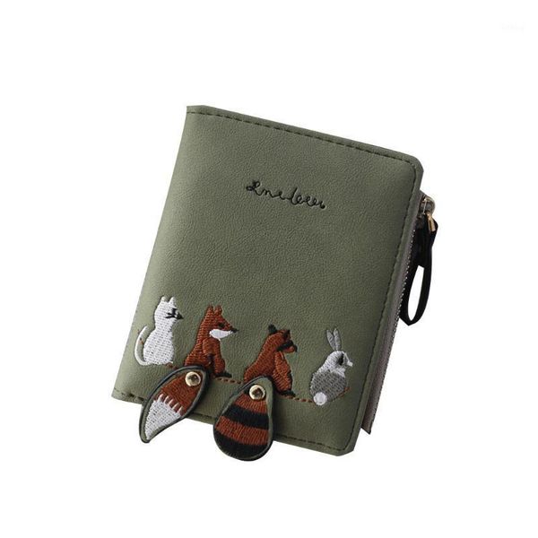 

women's wallet lovely cartoon animals short leather female small coin purse hasp zipper purse card holder #r51, Red;black