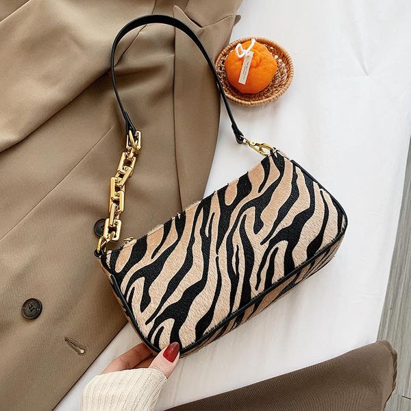 

zebra pattern small velvet pu leather shoulder bags for women 2020 chain korean fashion baguette bag ladies chic handbag ins hot