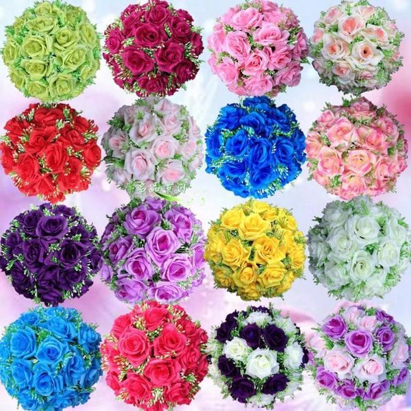 

30cm*12 pcs rose kissing ball artificial silk flower wedding decoration miti color for choice1
