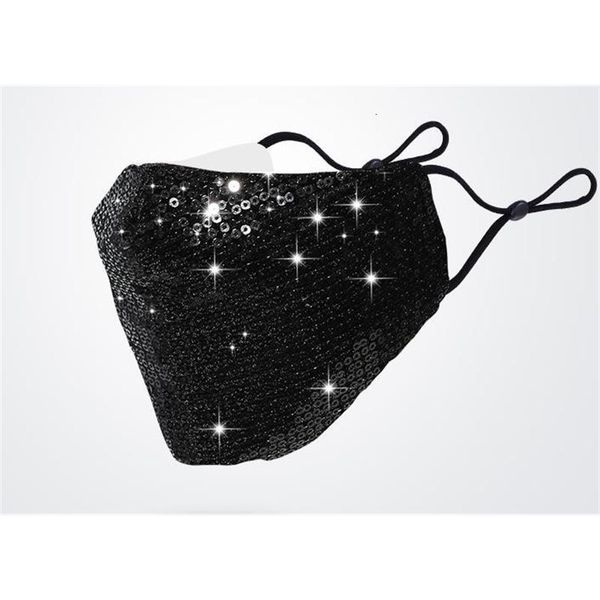 

fashion face facial gold protective covers black sequin cotton for mask dress party fancy gxkxt