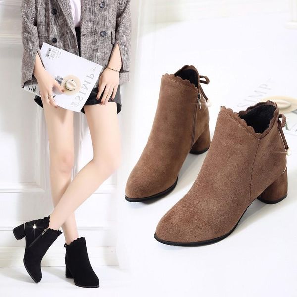 

boots women new 2020 shoes woman winter shoes luxury designer booties ladies zipper ankle pointy fashion autumn high heel, Black