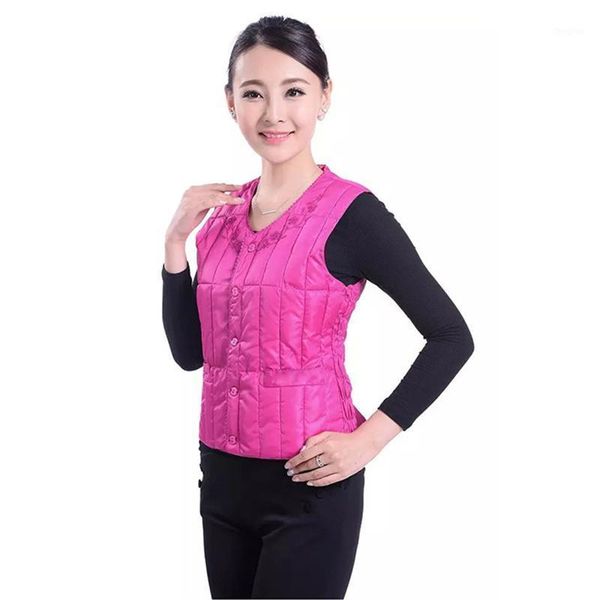 

2020 middle-aged women cotton vest autumn winter large size 4xl down cotton vest female v-neck loose warm mother loaded c71, Black;white
