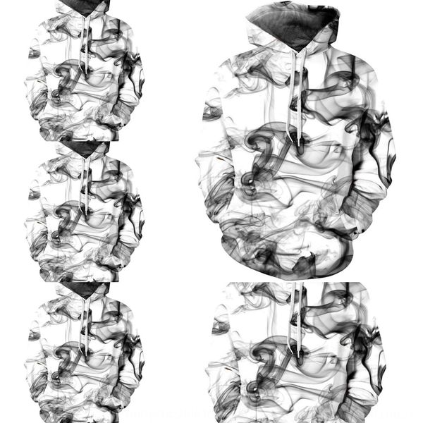 

осень 2020 дым 3d цифровой печать свободного капюшона бейсбол костюм pulloverpullover пуловеры любители pulloversweater теплый бейсбол едино, Black