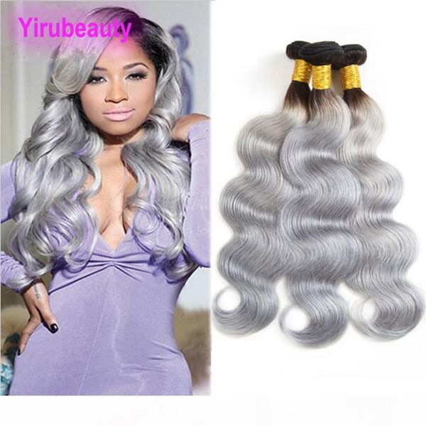 

brazilian 100% human hair extensions 3 bundles 1b grey body wave hair wefts virgin hair products 1b grey, Black