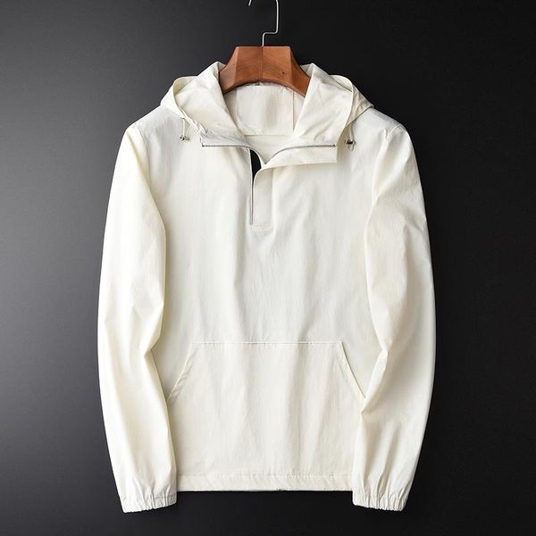 

men's jackets spring stylish simple white hooded jacket hight quality slim fit casual coat plus size m-4xl, Black;brown