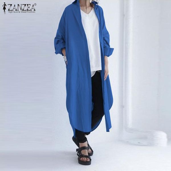 

zanzea 2020 stylish irregular long shirts women's casual solid blouse button long sleeve blusas female tunic oversized 5xl, White