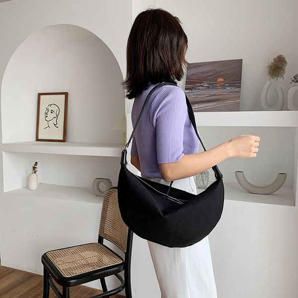 

2020 summer new korean fashion fashion solid canvas canvascolor canvas one shoulder cross over and versatile isn large capacity women's