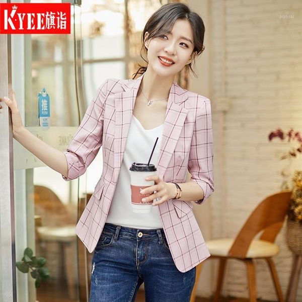

ladies' small suit 2020 autumn new casual slim one buckle v-neck fashion slim suit jacket sleeves1, White;black