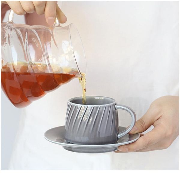 

220ml high-grade ceramic coffee cups coffee cup set simple european style mug cappuccino flower cu bbyowl